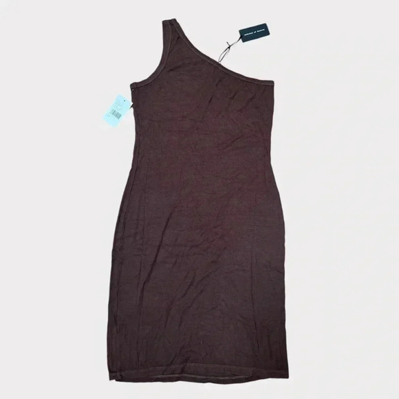 Articles Of Society Jade Ribbed Mini One Shoulder Dress in Brown Size Medium - Picture 2 of 5